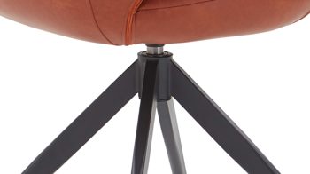 Vierfußstuhl Niehoff sitzmoebel aus Leder in Orange NIEHOFF SITZMÖBEL Dreh-Armlehnstuhl Chester curcumafarbenes Leder Arcade Plus & schwarzes Eisen