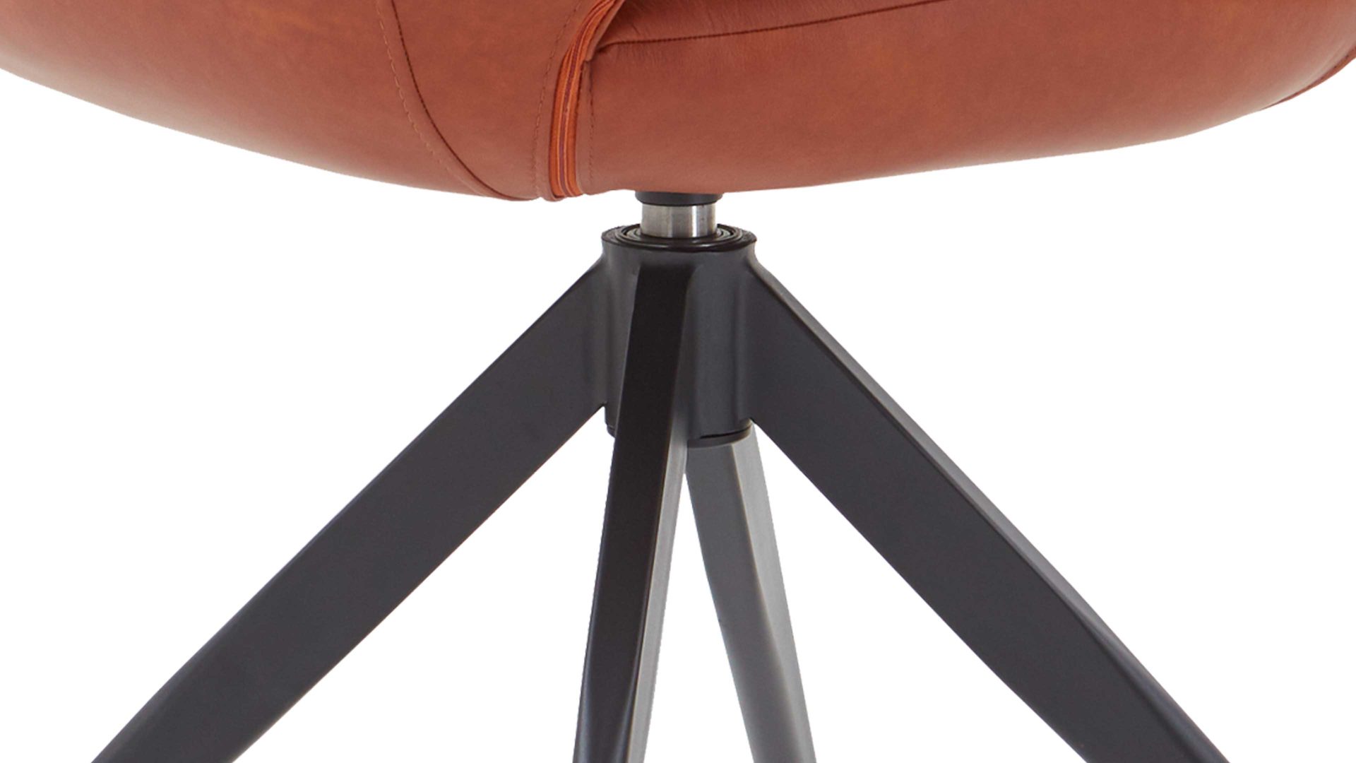 Vierfußstuhl Niehoff sitzmoebel aus Leder in Orange NIEHOFF SITZMÖBEL Dreh-Armlehnstuhl Chester curcumafarbenes Leder Arcade Plus & schwarzes Eisen