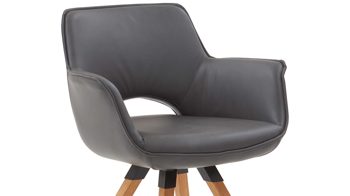 Vierfußstuhl Niehoff sitzmoebel aus Leder in Anthrazit NIEHOFF SITZMÖBEL Armlehnstuhl Chester anthrazitfarbenes Leder Arcade Plus & Eichenholz