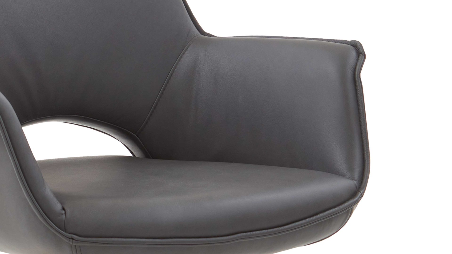 Vierfußstuhl Niehoff sitzmoebel aus Leder in Anthrazit NIEHOFF SITZMÖBEL Armlehnstuhl Chester anthrazitfarbenes Leder Arcade Plus & Eichenholz