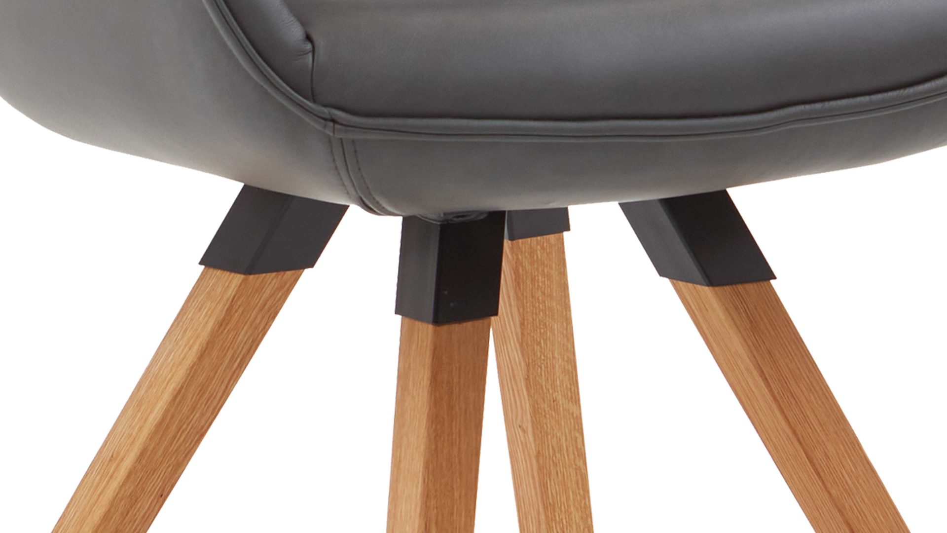 Vierfußstuhl Niehoff sitzmoebel aus Leder in Anthrazit NIEHOFF SITZMÖBEL Armlehnstuhl Chester anthrazitfarbenes Leder Arcade Plus & Eichenholz