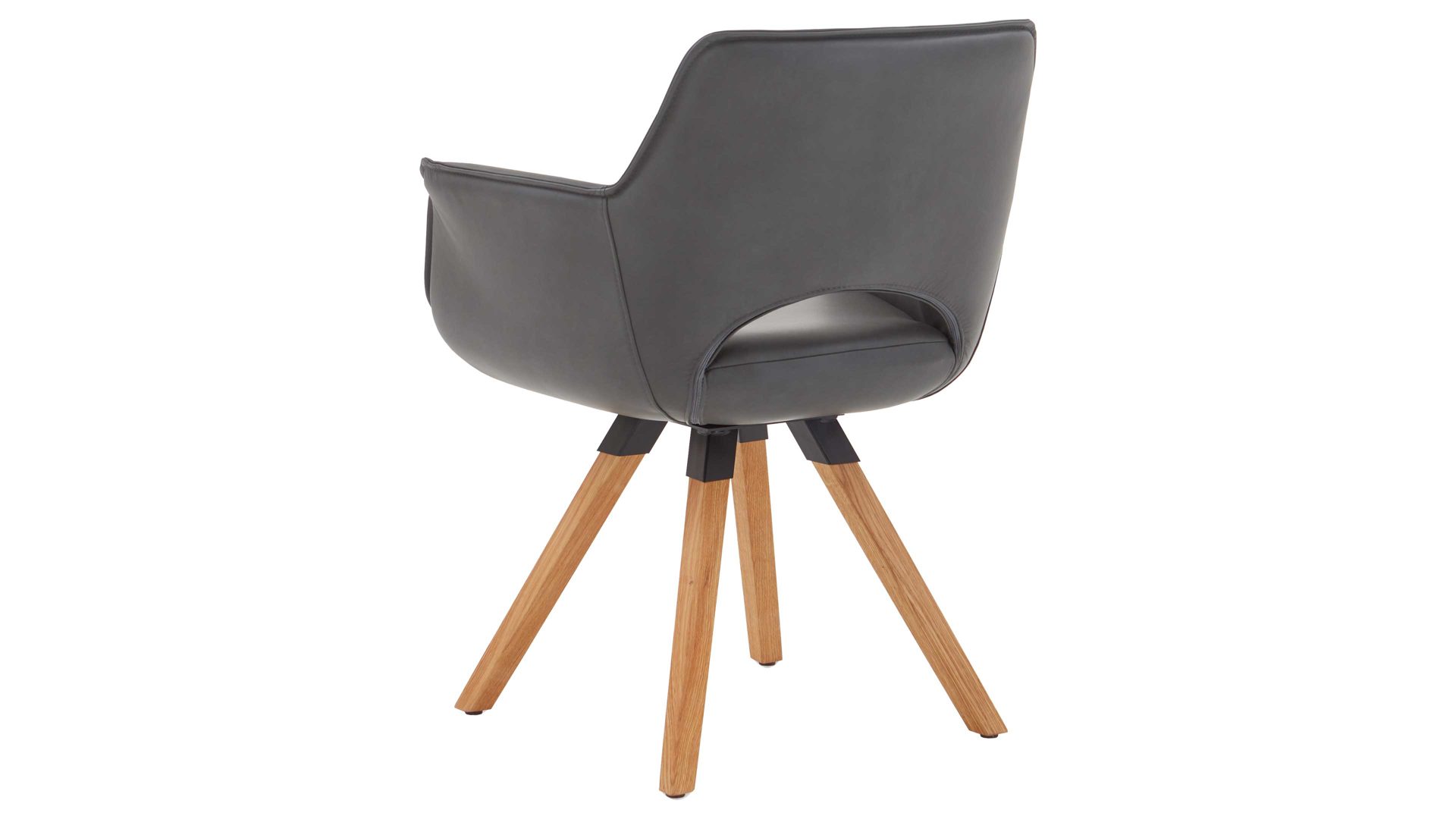 Vierfußstuhl Niehoff sitzmoebel aus Leder in Anthrazit NIEHOFF SITZMÖBEL Armlehnstuhl Chester anthrazitfarbenes Leder Arcade Plus & Eichenholz