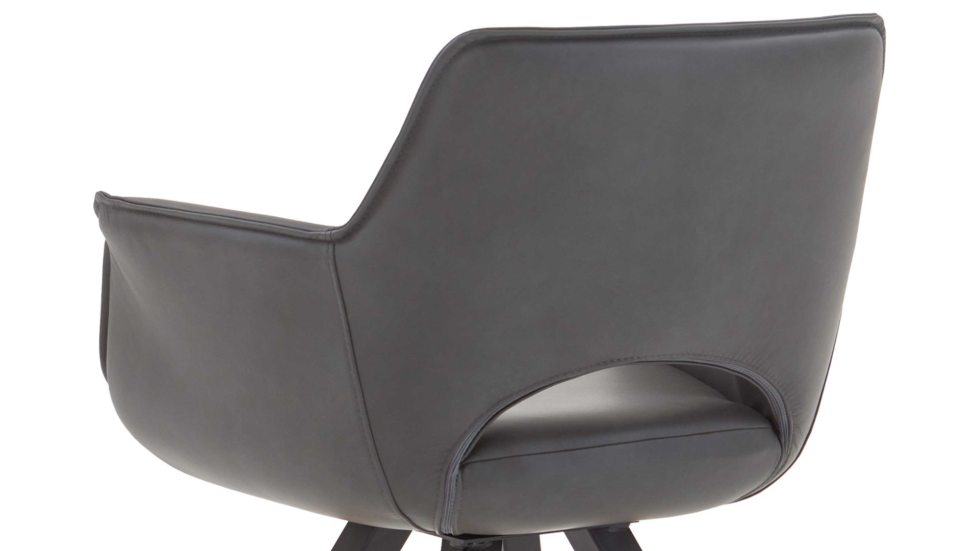 Vierfußstuhl Niehoff sitzmoebel aus Leder in Anthrazit NIEHOFF SITZMÖBEL Armlehnstuhl Chester anthrazitfarbenes Leder Arcade Plus & Eichenholz