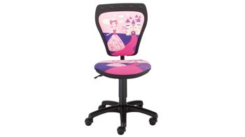 Drehstuhl Nowystyl aus Stoff in Pink Kinder-Drehstuhl Ministyle pinker Motivbezug Cartoon Fox Princess & schwarzes Drehkreuz