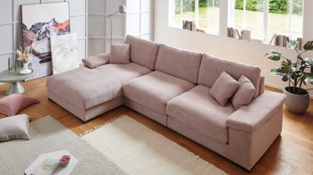 Ecksofa A. z. iwaniccy aus Stoff in Rosa Polsterprogramm Spirit - Ecksofa rosa Breitcord Lincoln 61 - Stellfläche ca. 177 x 323 cm