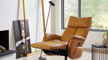 Relaxsessel Steinpol polsteria aus Leder in Gelb Relaxsessel Serie Relaxa Feeling senffarbenes Leder Punch Dijon & schwarzer Sternfuß