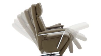 Relaxsessel Steinpol polsteria aus Leder in Grün Relaxsessel Serie Relaxa-Feeling olivgrünes Leder Evita & Chrom-Sternfuß