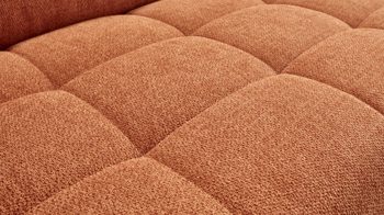 Ecksofa KAWOO aus Stoff in Orange KAWOO Serie 7567 - Ecksofa Signal-oranger Strukturstoff TCM 727 & schwarze Metallfüße S17 - ca. 293 x 201 cm