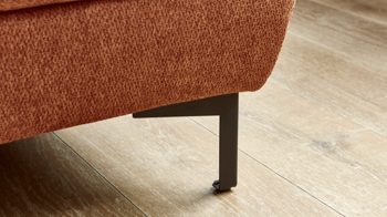 Polsterhocker KAWOO aus Stoff in Orange KAWOO Serie 7567 - XXL-Polsterhocker Signal-oranger Strukturstoff TCM 727 & schwarze Metallfüße S17 - ca. 156 x 72 cm