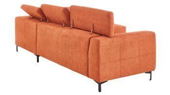Ecksofa KAWOO aus Stoff in Orange KAWOO Serie 7567 - Ecksofa Signal-oranger Strukturstoff TCM 727 & schwarze Metallfüße S17 - ca. 293 x 201 cm
