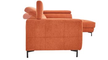 Ecksofa KAWOO aus Stoff in Orange KAWOO Serie 7567 - Ecksofa Signal-oranger Strukturstoff TCM 727 & schwarze Metallfüße S17 - ca. 293 x 201 cm