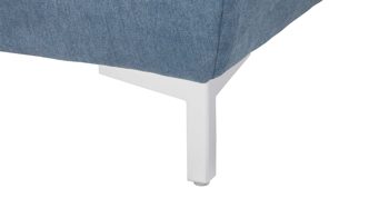 Ecksofa KAWOO aus Stoff in Blau KAWOO Serie 7567 - Ecksofa taubenblauer Bezug EQE 16 & Chromfuß C17 - Stellfläche ca. 201 x 293 cm