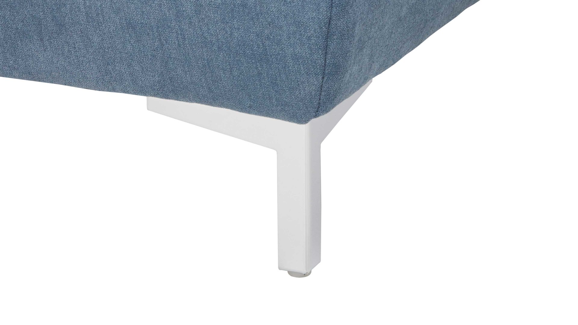 Ecksofa KAWOO aus Stoff in Blau KAWOO Serie 7567 - Ecksofa taubenblauer Bezug EQE 16 & Chromfuß C17 - Stellfläche ca. 201 x 293 cm