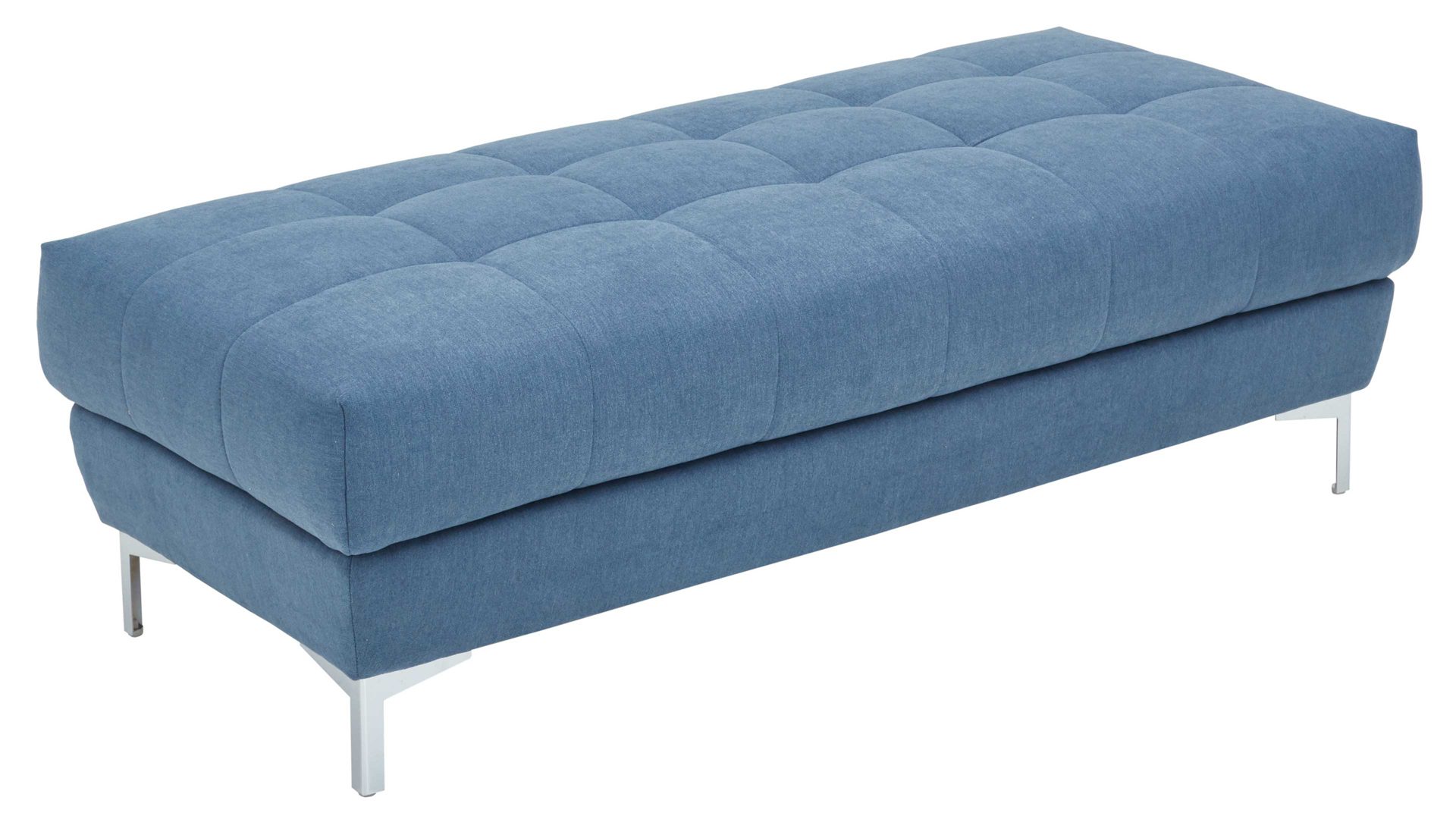 Polsterhocker KAWOO aus Stoff in Blau KAWOO Serie 7567 - XXL-Polsterhocker taubenblauer Bezug EQE 16 & Chromfuß C17 - ca. 156 x 72 cm