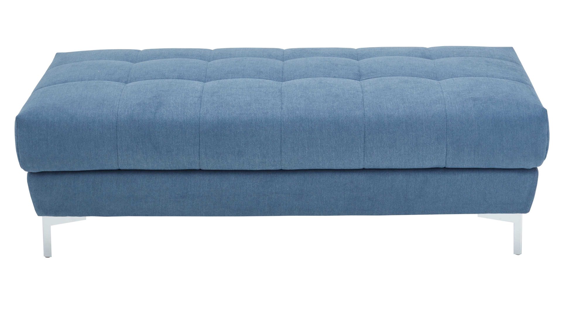 Polsterhocker KAWOO aus Stoff in Blau KAWOO Serie 7567 - XXL-Polsterhocker taubenblauer Bezug EQE 16 & Chromfuß C17 - ca. 156 x 72 cm