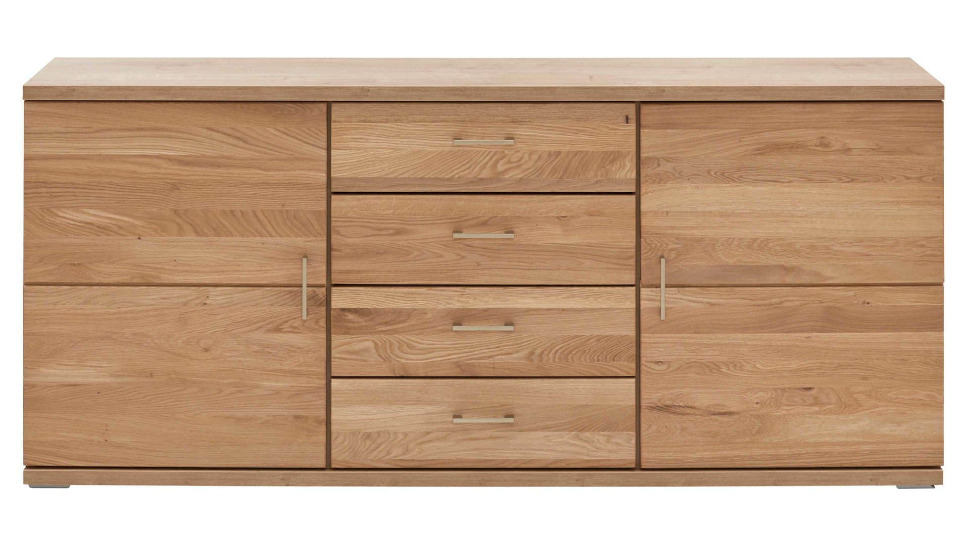 Sideboard Ideal möbel aus Holz in Holzfarben Wohnprogramm Brilon - Sideboard Alteiche & braunes Parsolglas – zwei Türen, vier Schubladen