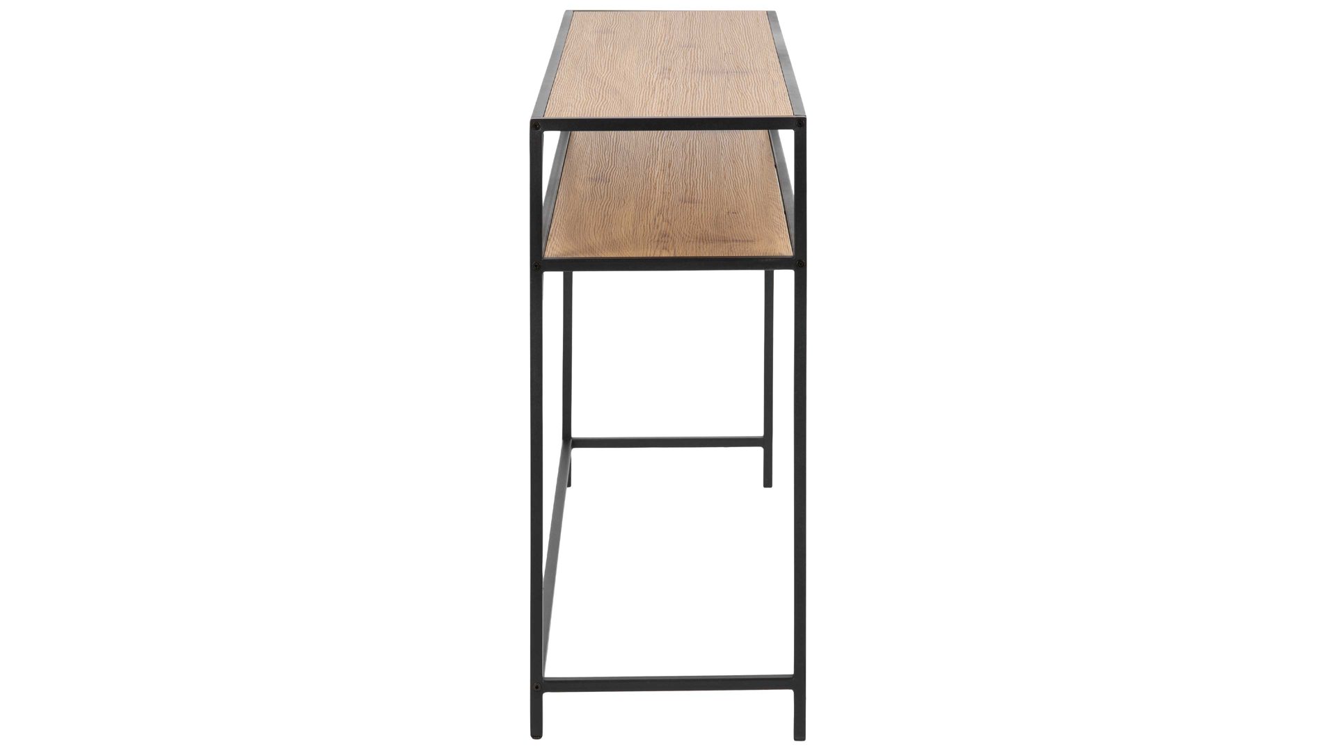 Konsole Actona group aus Holz in Holzfarben Konsoltisch Seaford im Industrielook - Beistelltisch Wildeiche & Schwarz – Länge ca. 120 cm