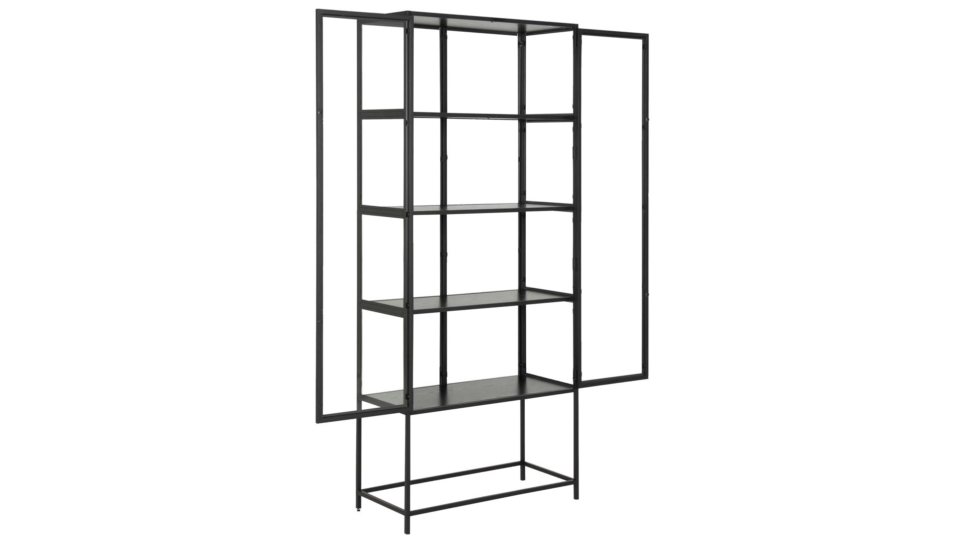 Vitrine Actona group aus Glas in Transparent Vitrine Seaford im Industrielook Glas, Holz & Metall – zwei Türen, Höhe ca. 186 cm