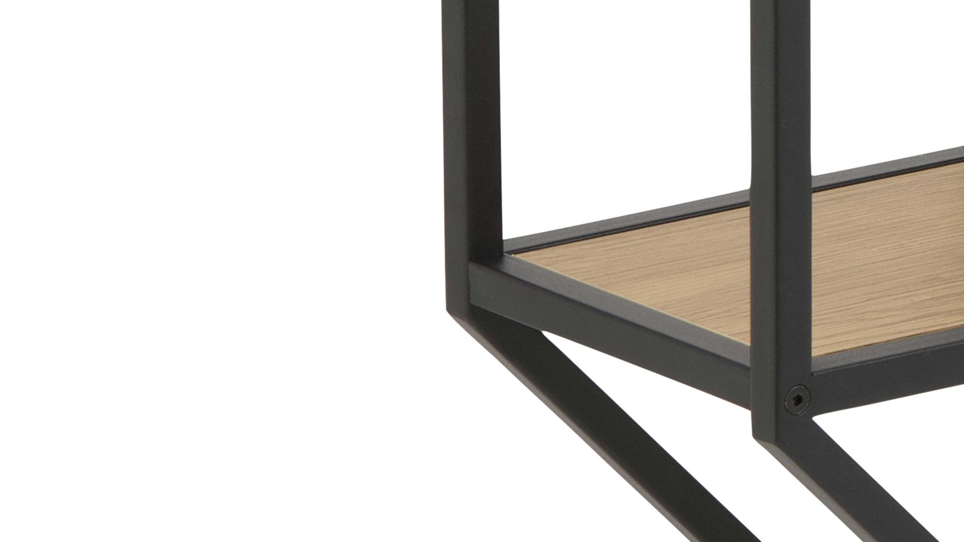 Wandregal Actona group aus Holz in Holzfarben Regal Seaford im Industrielook als Wandregal Wildeiche & Schwarz – vier Fächer, Durchmesser ca. 77 cm