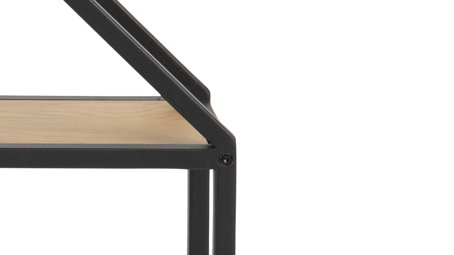 Wandregal Actona group aus Holz in Holzfarben Regal Seaford im Industrielook als Wandregal Wildeiche & Schwarz – vier Fächer, Durchmesser ca. 77 cm
