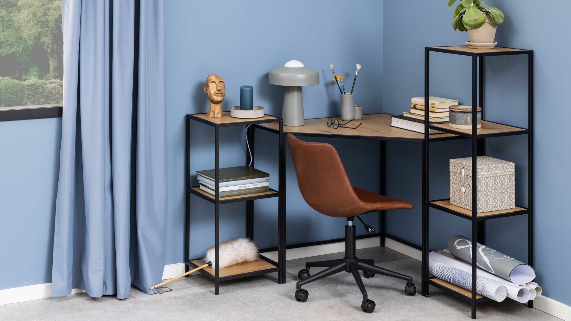 Regal Actona group aus Holz in Holzfarben Regal Seaford im Industrielook als Wohnmöbel Wildeiche & Schwarz – drei Fächer, Höhe ca. 120 cm