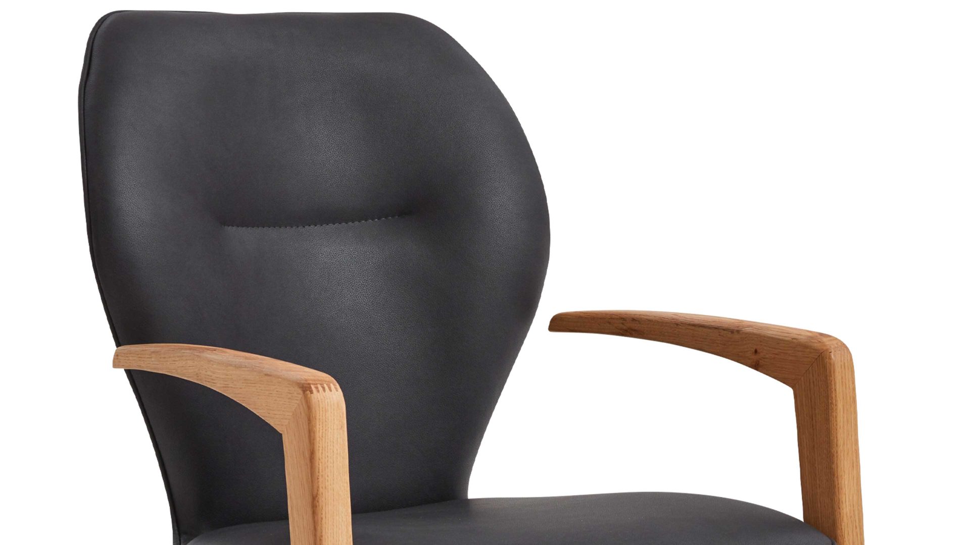 Vierfußstuhl Niehoff sitzmoebel aus Stoff in Dunkelgrau NIEHOFF SITZMÖBEL Armlehnenstuhl Pinot graphitfarbener Mikrofaserbezug & Eiche