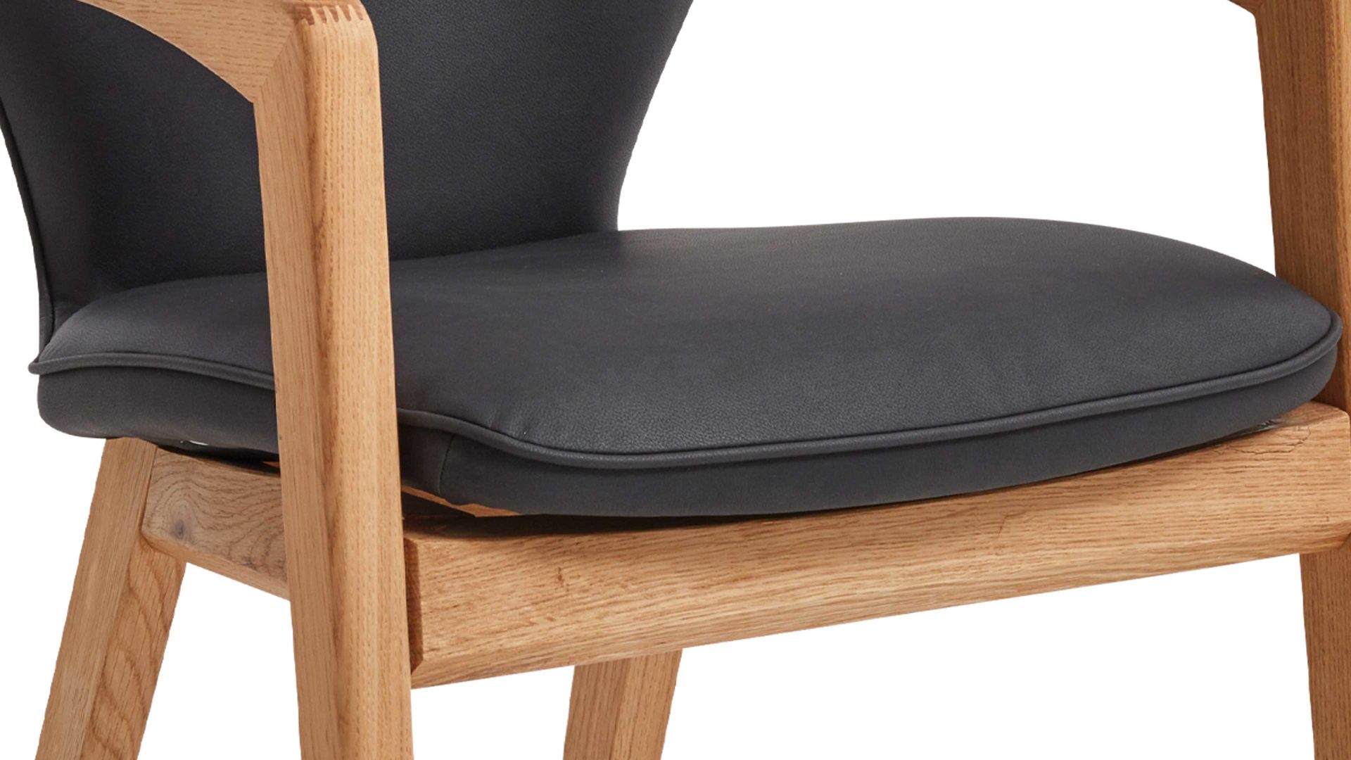 Vierfußstuhl Niehoff sitzmoebel aus Stoff in Dunkelgrau NIEHOFF SITZMÖBEL Armlehnenstuhl Pinot graphitfarbener Mikrofaserbezug & Eiche