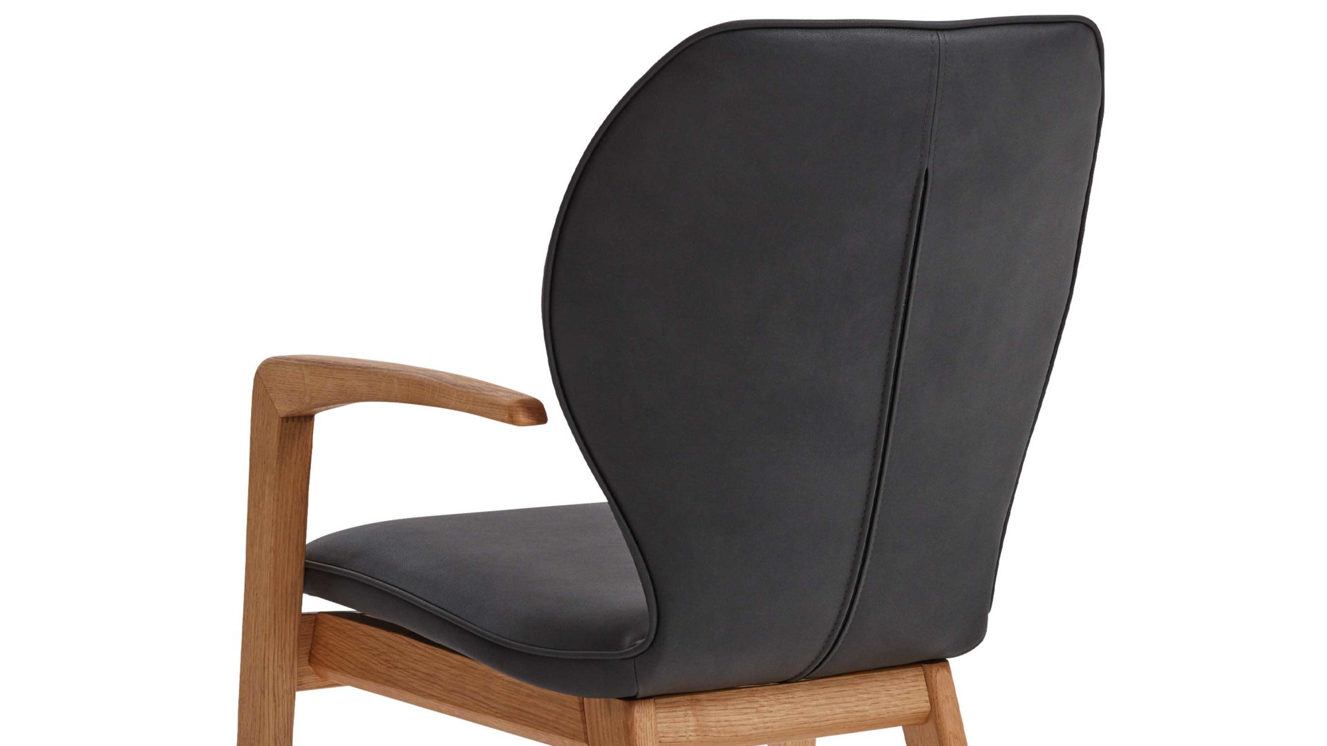 Vierfußstuhl Niehoff sitzmoebel aus Stoff in Dunkelgrau NIEHOFF SITZMÖBEL Armlehnenstuhl Pinot graphitfarbener Mikrofaserbezug & Eiche