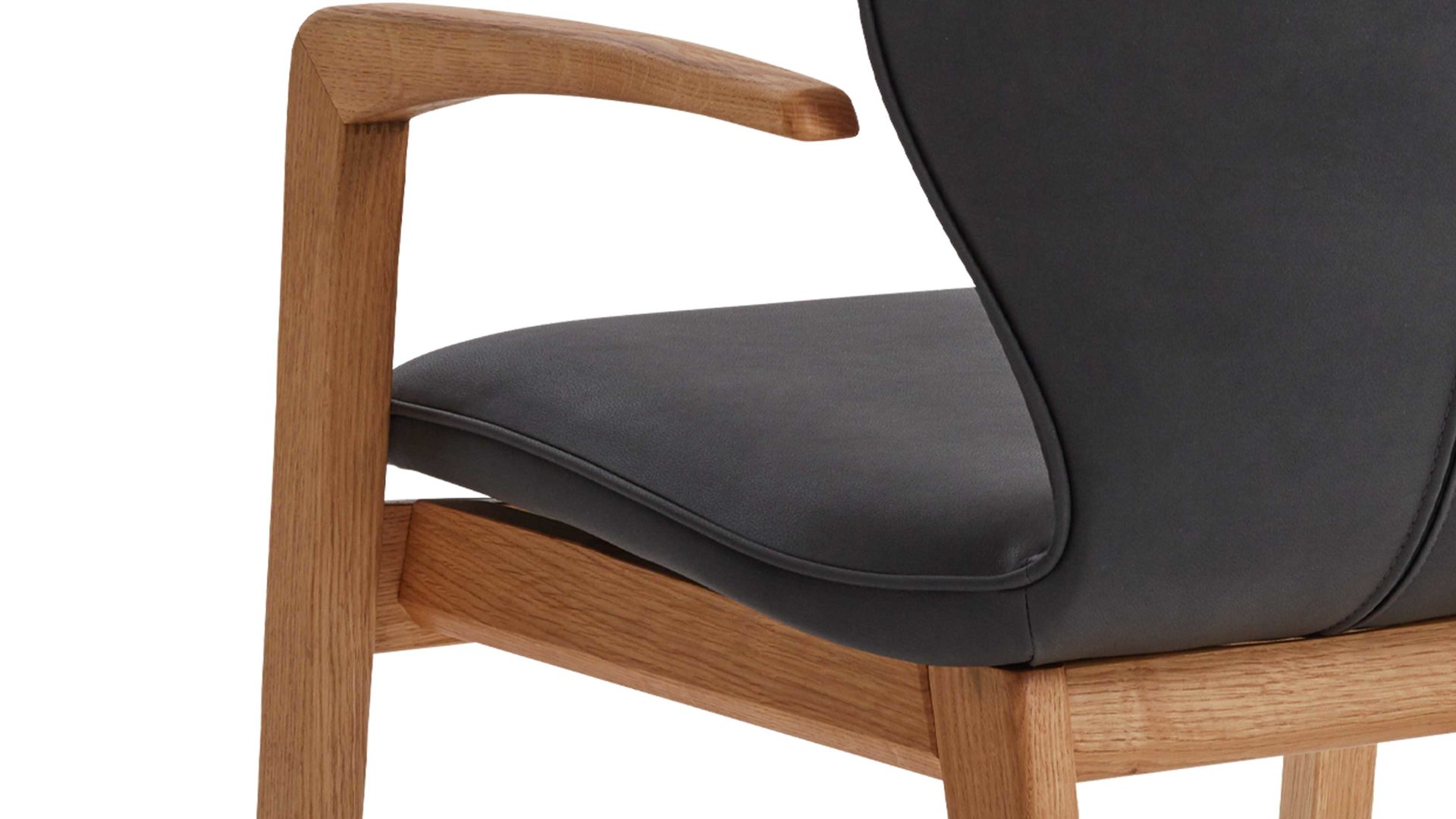 Vierfußstuhl Niehoff sitzmoebel aus Stoff in Dunkelgrau NIEHOFF SITZMÖBEL Armlehnenstuhl Pinot graphitfarbener Mikrofaserbezug & Eiche