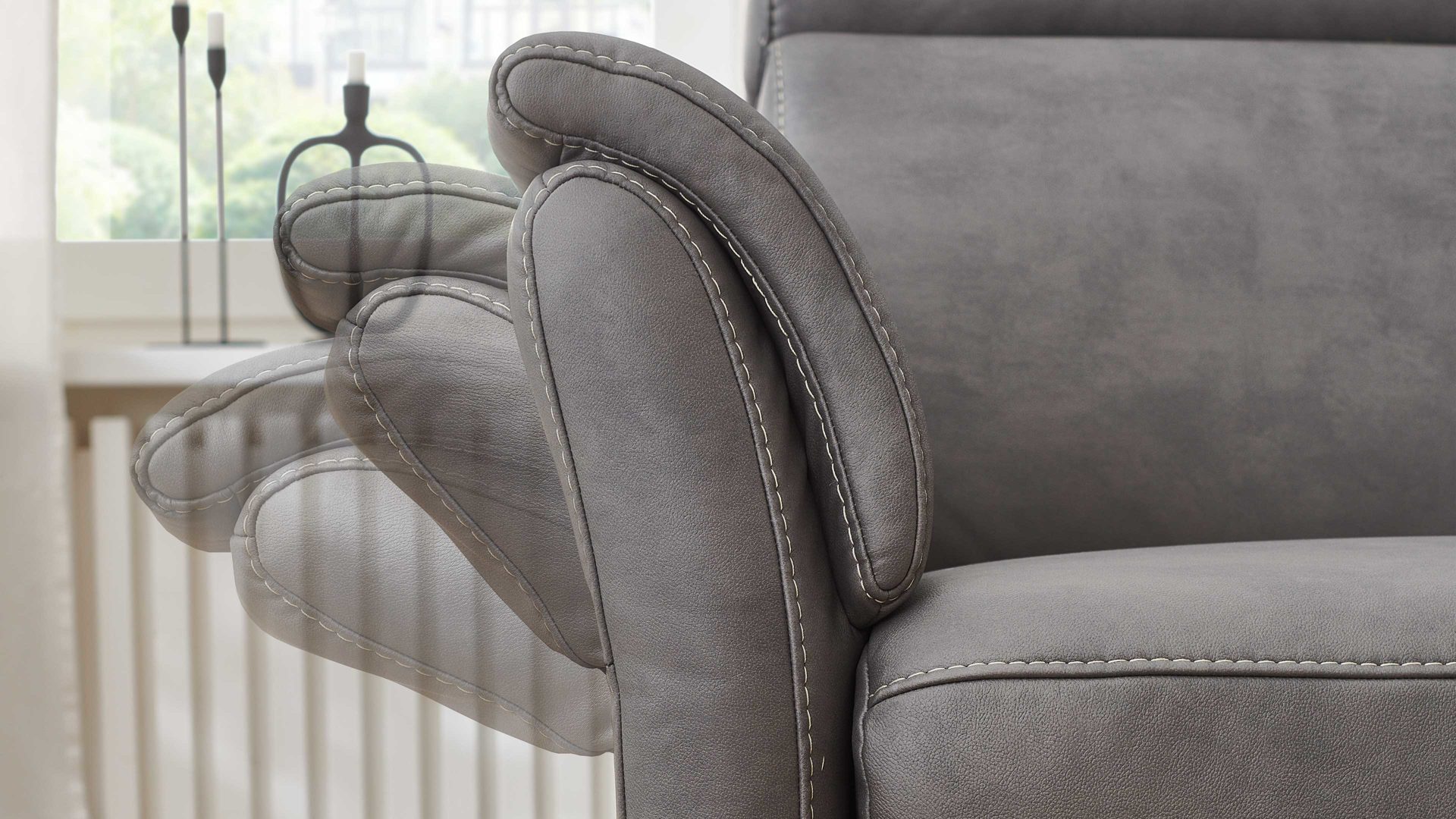 2,5-Sitzer Steinpol polsteria aus Stoff in Grau Polsterprogramm Relaxa 6.0 Plus PSG XC - 2,5-Sitzer graue Mikrofaser Kevin - Länge ca. 166 cm