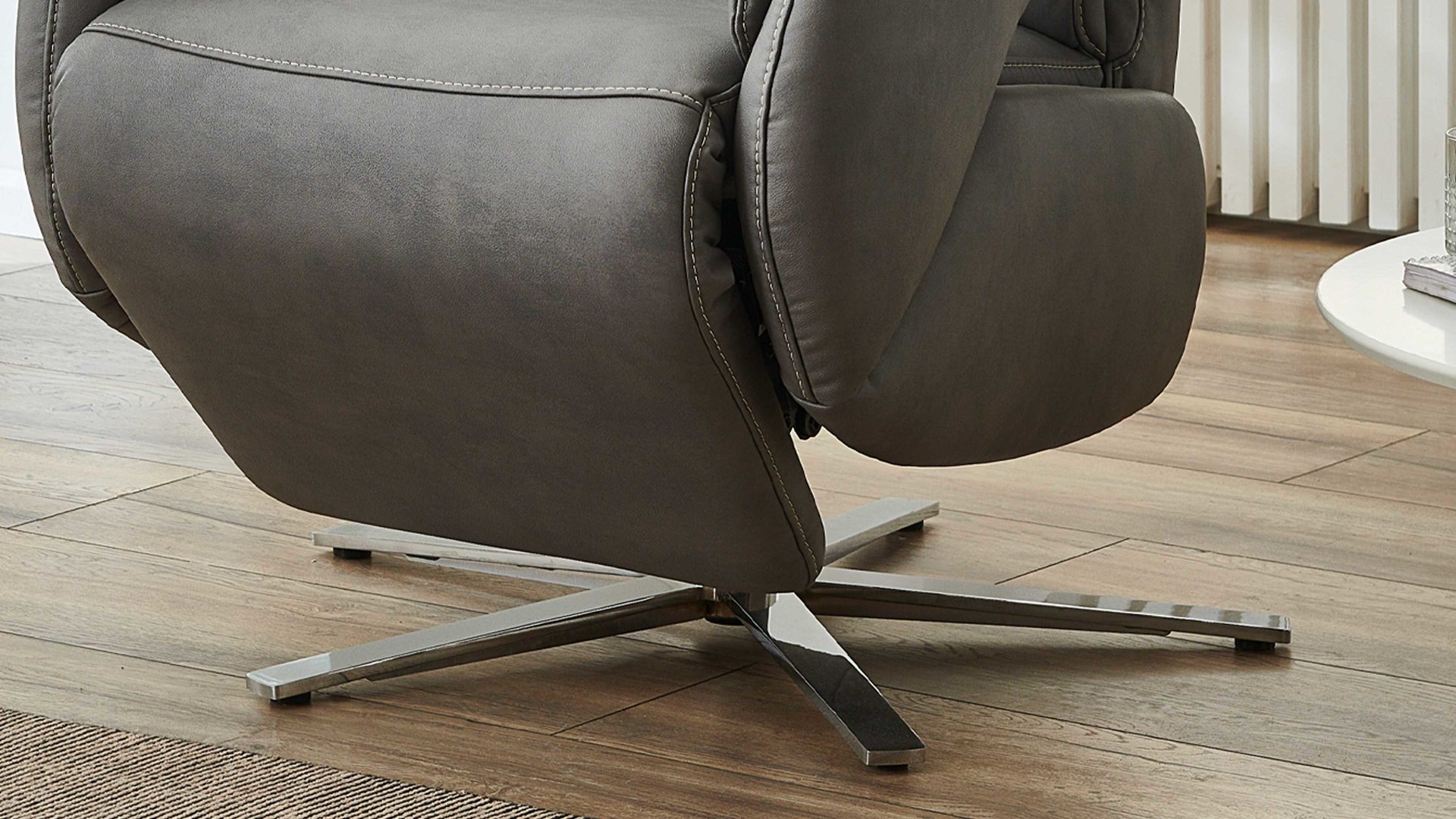 Relaxsessel Steinpol polsteria aus Kunstfaser in Grau Polsterprogramm Relaxa 6.0 Plus PSG XC - Relaxsessel graue Mikrofaser Kevin & Chrom-Sternfuß