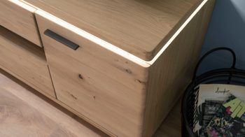 Lowboard Mca furniture aus Holz in Holzfarben Wohnprogramm Barcelona - Medien-Lowboard geölte Balkeneiche – zwei Türen, drei Schubladen, Länge ca. 210 cm