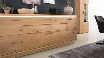 Sideboard Mca furniture aus Holz in Holzfarben Wohnprogramm Barcelona - Sideboard geölte Balkeneiche – zwei Türen, drei Schubladen, Breite ca. 180 cm