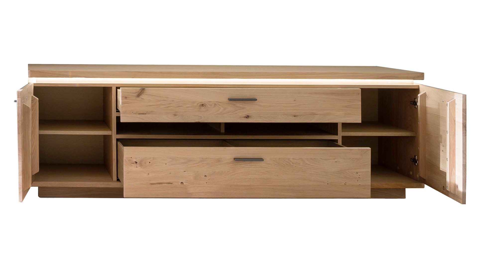 Wohnwand Mca furniture aus Holz in Holzfarben Wohnprogramm Barcelona - Wohnwand geölte Balkeneiche – dreiteilig, Breite ca. 300 cm