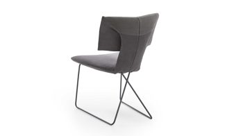 Polsterstuhl Hartmann aus Leder in Schwarz hartmann Wohnprogramm Kilva - Polsterstuhl Ella Grau & Schwarz & Metallgestell