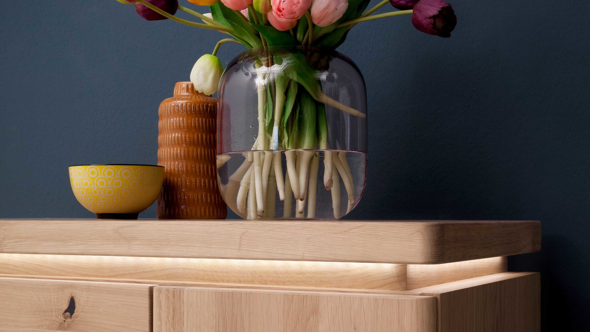 Kombikommode Mca furniture aus Holz in Holzfarben Garderobenprogramm Barcelona - Kombikommode geölte Wildeiche – vier Schubladen, eine Tür, Breite ca. 100 cm