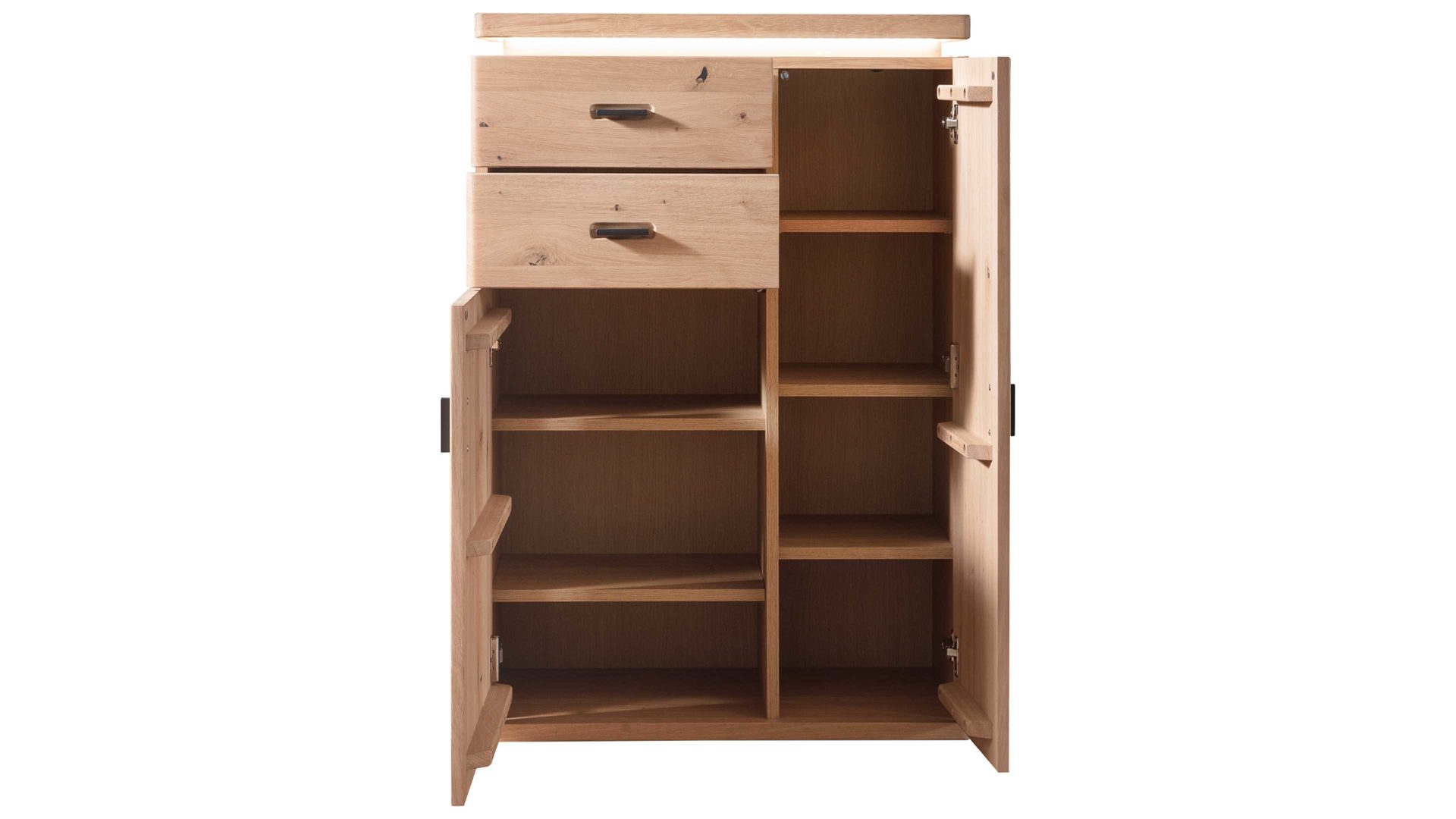 Kombikommode Mca furniture aus Holz in Holzfarben Garderobenprogramm Barcelona - Kombikommode geölte Wildeiche – zwei Türen, zwei Schubladen, Breite ca. 75 cm