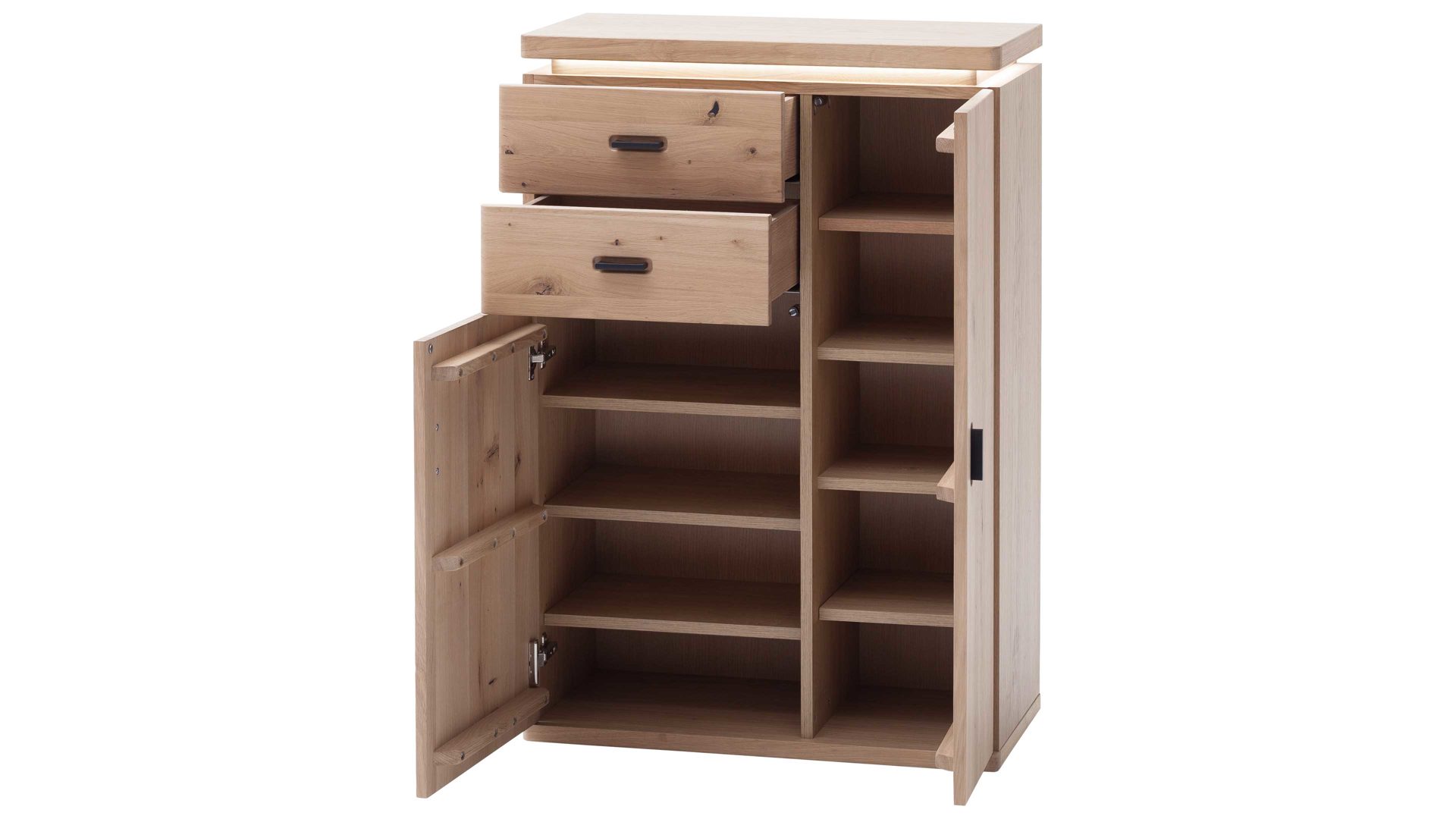 Garderoben-Set Mca furniture aus Holz in Holzfarben Garderobenprogramm Barcelona - Kombination 2 geölte Wildeiche – vierteilig, Breite ca. 155 cm