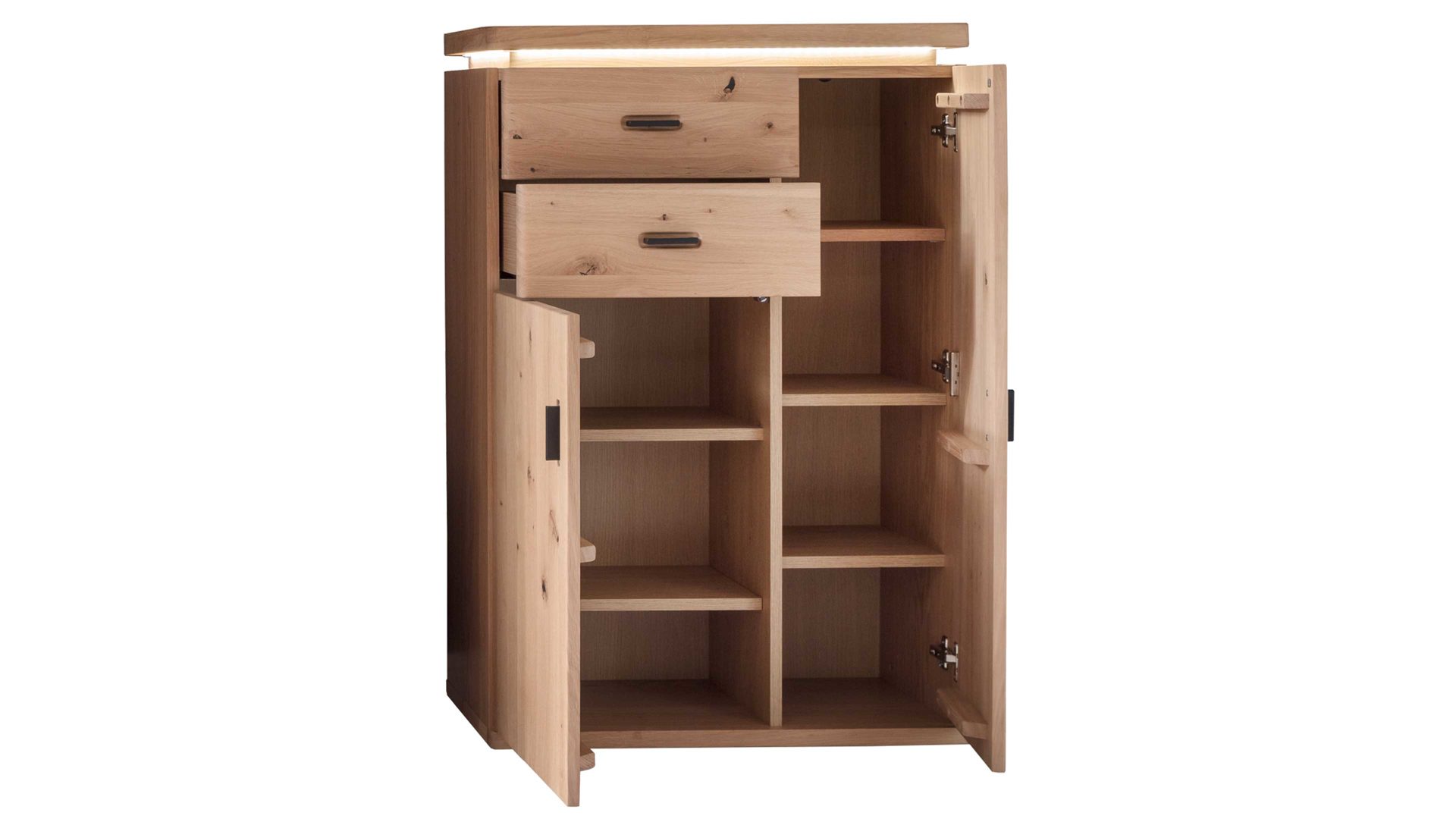 Kombikommode Mca furniture aus Holz in Holzfarben Garderobenprogramm Barcelona - Kombikommode geölte Wildeiche – zwei Türen, zwei Schubladen, Breite ca. 75 cm