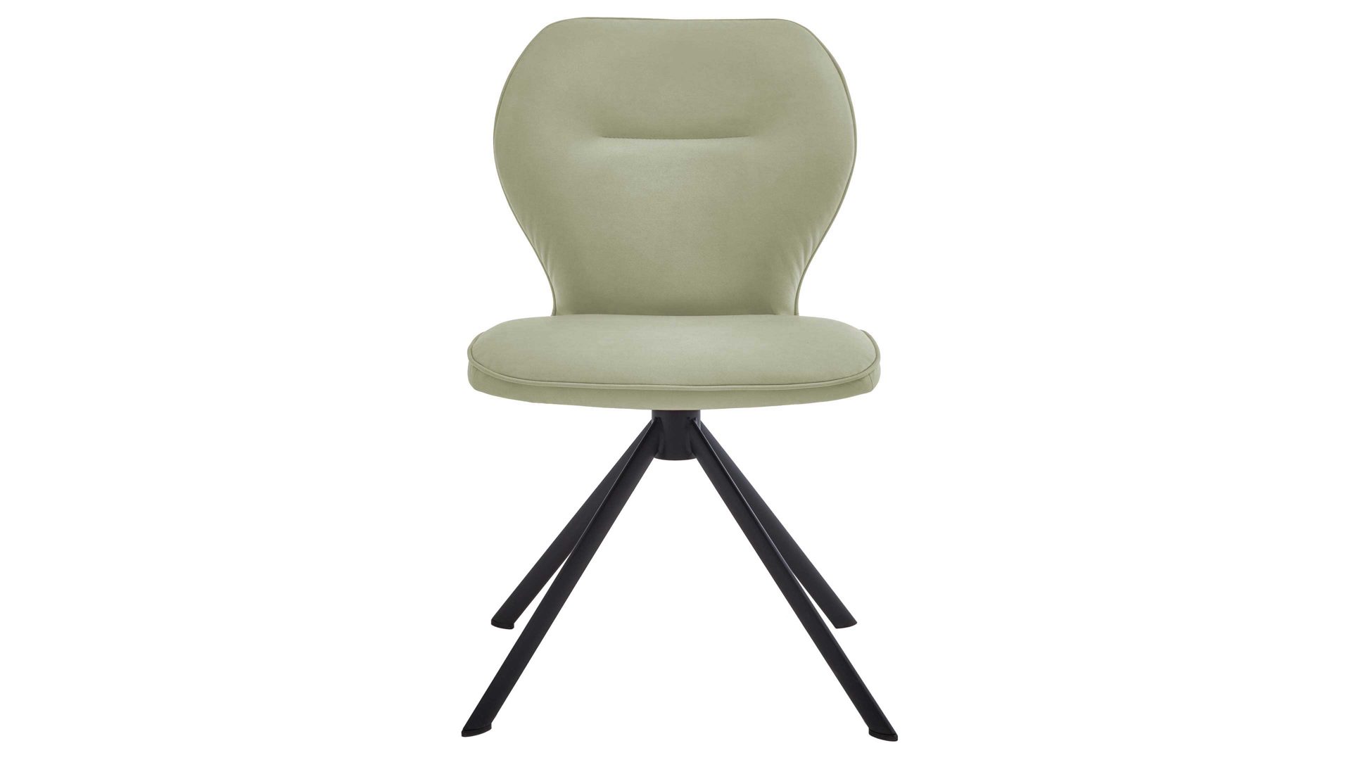 Polsterstuhl Niehoff sitzmoebel aus Stoff in Hellgrün NIEHOFF SITZMÖBEL Cloudy - Vierfußstuhl mit Drehfunktion lindgrüne Mikrofaser Gavin & schwarzes Metallgestell