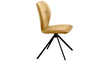 Vierfußstuhl Niehoff sitzmoebel aus Stoff in Gelb NIEHOFF SITZMÖBEL Cloudy - Esszimmerstuhl curcumafarbene Mikrofaser Gavin & schwarzes Metallgestell