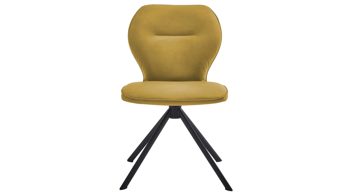 Vierfußstuhl Niehoff sitzmoebel aus Stoff in Gelb NIEHOFF SITZMÖBEL Cloudy - Esszimmerstuhl curcumafarbene Mikrofaser Gavin & schwarzes Metallgestell