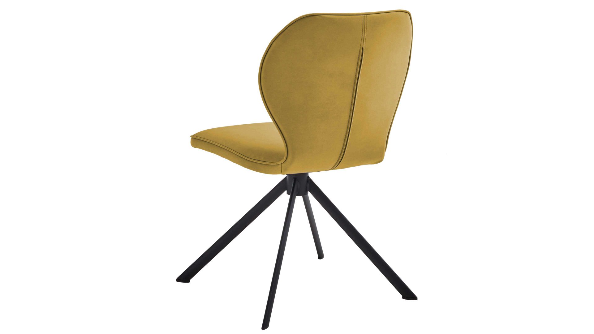 Vierfußstuhl Niehoff sitzmoebel aus Stoff in Gelb NIEHOFF SITZMÖBEL Cloudy - Esszimmerstuhl curcumafarbene Mikrofaser Gavin & schwarzes Metallgestell