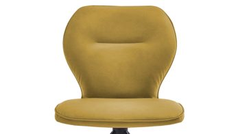 Vierfußstuhl Niehoff sitzmoebel aus Stoff in Gelb NIEHOFF SITZMÖBEL Cloudy - Esszimmerstuhl curcumafarbene Mikrofaser Gavin & schwarzes Metallgestell