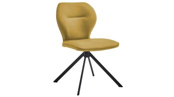 Vierfußstuhl Niehoff sitzmoebel aus Stoff in Gelb NIEHOFF SITZMÖBEL Cloudy - Esszimmerstuhl curcumafarbene Mikrofaser Gavin & schwarzes Metallgestell