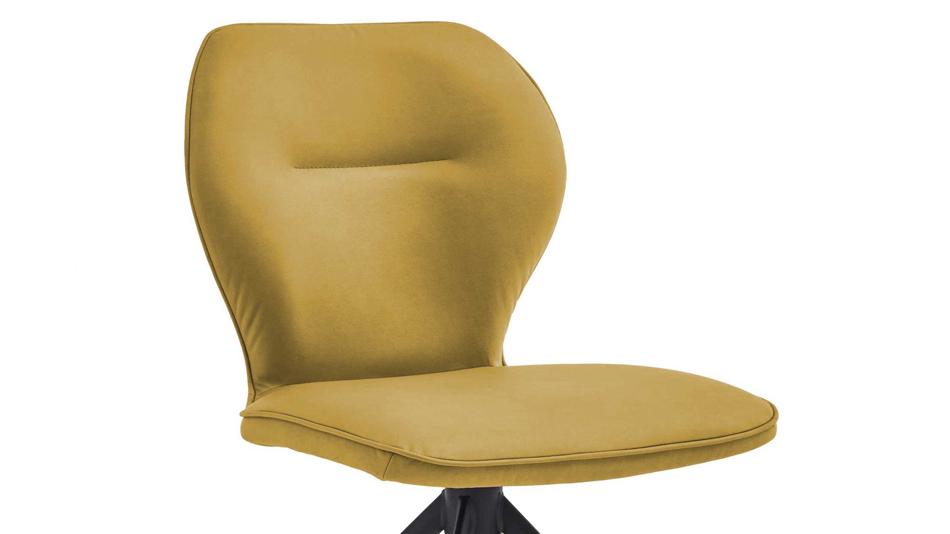 Vierfußstuhl Niehoff sitzmoebel aus Stoff in Gelb NIEHOFF SITZMÖBEL Cloudy - Esszimmerstuhl gelbe Mikrofaser Gavin & schwarzes Metallgestell