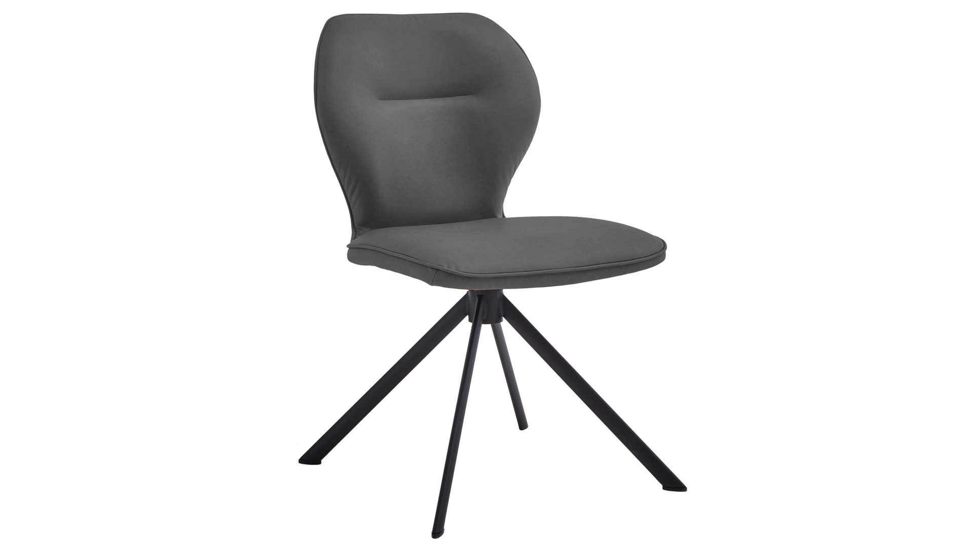 Vierfußstuhl Niehoff sitzmoebel aus Stoff in Dunkelgrau NIEHOFF SITZMÖBEL Cloudy - Vierfußstuhl graphitfarbene Mikrofaser Gavin & schwarzes Metallgestell