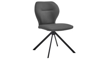 Vierfußstuhl Niehoff sitzmoebel aus Stoff in Dunkelgrau NIEHOFF SITZMÖBEL Cloudy - Vierfußstuhl graphitfarbene Mikrofaser Gavin & schwarzes Metallgestell