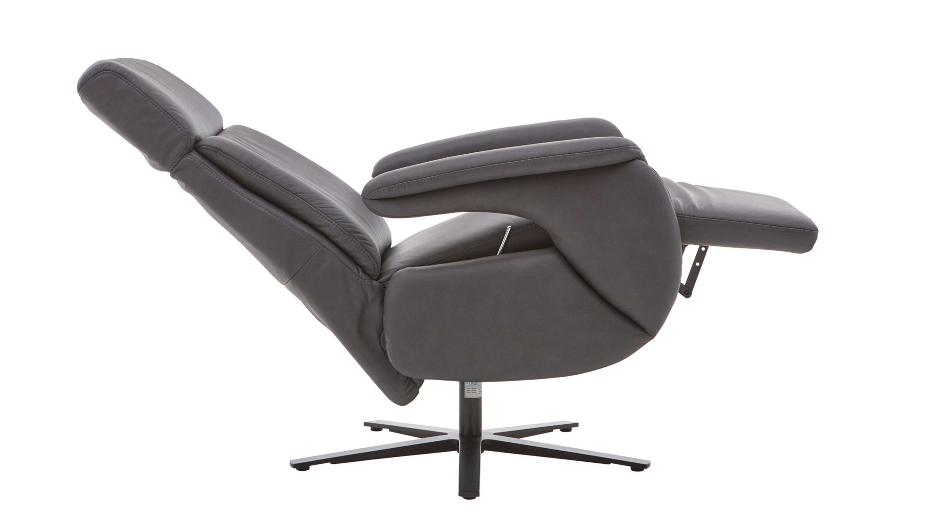 Relaxsessel Steinpol polsteria aus Leder in Anthrazit Polsterprogramm Relaxa 6.0 Plus PSG XC - Relaxsessel anthrazitfarbenes Leder Evita &  Sternfuß