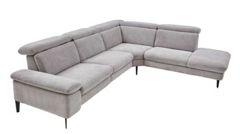 Ecksofa Steinpol polsteria aus Stoff in Silber Polsterprogramm Relaxa Trend 1.0 - Polsterecke silberfarbener Stoffbezug Orlean - ca. 298 x 252 cm